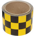 INCOM Checkerboard Hazard Tape, 3&quot;W x 54'L, Yellow/Black, 1 Roll
