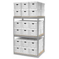 Record Storage Rack With 36 Boxes, 42"W x 30"D x 60"H, Gray