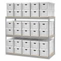 Record Storage Rack With 60 Boxes, 72&quot;W x 30&quot;D x 60&quot;H, Gray