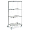 Nexel Chrome Wire Shelf Truck, 36x24x80 1200 Pound Capacity with Brakes