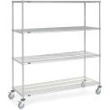 Nexel Chrome Wire Shelf Truck, 72x24x80 1200 Pound Capacity