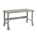 Fixed Height Workbench Flared Leg, 48&quot;W x 36&quot;D x 34&quot;H, 1-3/4&quot; Steel Square Edge, Gray