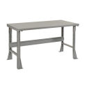 Fixed Height Workbench C-Channel Flared Leg, Steel Square Edge, 72&quot;W x 30&quot;D x 34&quot;H, Gray