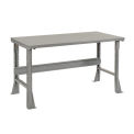 Fixed Height Workbench Flared Leg, 72"W x 36"D x 34"H, 1-3/4" Steel Square Edge, Gray