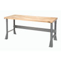 Fixed Height Workbench Flared Leg, 60&quot;W x 36&quot;D x 34&quot;H, 1-3/4&quot; Maple Top Square Edge, Gray