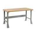 Fixed Height Workbench Flared Leg, 60&quot;W x 30&quot;D x 34&quot;H, 1-1/2&quot; Shop Top Square Edge, Gray