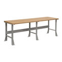 Fixed Height Workbench Flared Leg, 96&quot;W x 30&quot;D x 34&quot;H, 1-1/2&quot; Shop Top Square Edge, Gray