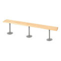 Global Industrial Locker Bench Hardwood Top w/Steel Tube Pedestals, Bolt Down 108 x 9-1/2 x 17