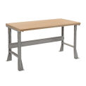 Fixed Height Workbench Flared Leg, 60&quot;W x 30&quot;D x 34&quot;H, 1-1/2&quot; Shop Top Safety Edge, Gray