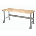 Fixed Height Workbench Flared Leg, 60&quot;W x 30&quot;D x 34&quot;H, 1-3/4&quot; Maple Top Safety Edge, Gray