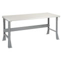 Fixed Height Workbench Flared Leg, 72&quot;W x 36&quot;D x 34&quot;H, 1-5/8&quot; Plastic Laminate Safety Edge, Gray