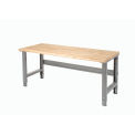 Adjustable Height Workbench C-Channel Leg, 60&quot;W x 30&quot;D, 1-3/4&quot; Maple Top Safety Edge, Gray
