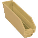 Plastic Shelf Bin Nestable 2-3/4&quot;W x 11-5/8&quot;D x 4&quot;H Beige - Pkg Qty 24