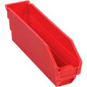 Plastic Shelf Bin Nestable 2-3/4&quot;W x 11-5/8&quot;D x 4&quot;H Red - Pkg Qty 24