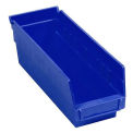 Nestable Shelf Storage Bin, Plastic, 4-1/8&quot;W x 11-5/8&quot;D x 4&quot;H, Blue - Pkg Qty 24