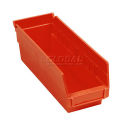 Nestable Shelf Storage Bin, Plastic, 4-1/8&quot;W x 11-5/8&quot;D x 4&quot;H, Red - Pkg Qty 24