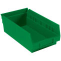 Global Industrial Nestable Shelf Bin, Plastic, 6-5/8"W x 11-5/8" D x 4"H, Green - Pkg Qty 12