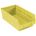 Nestable Shelf Bin, Plastic, 6-5/8&quot;W x 11-5/8&quot; D x 4&quot;H, Yellow - Pkg Qty 12