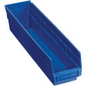 Nestable Shelf Storage Bin, Plastic, 4-1/8&quot;Wx 17-7/8&quot;D x 4&quot;H, Blue - Pkg Qty 12