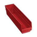 Plastic Shelf Bin Nestable 4-1/8&quot;W x 17-7/8&quot;D x 4&quot;H Red - Pkg Qty 12