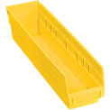 Nestable Shelf Bin, Plastic, 4-1/8&quot;W x 17-7/8&quot;D x 4&quot;H, Yellow - Pkg Qty 12
