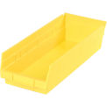 Nestable Shelf Bin, Plastic, 6-5/8&quot;W x 17-7/8&quot; D x 4&quot;H, Yellow - Pkg Qty 12