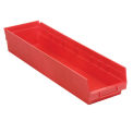 Plastic Shelf Bin Nestable 6-5/8"W x 23-5/8" D x 4"H Red - Pkg Qty 6