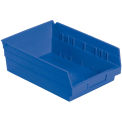Nestable Shelf Storage Bin, Plastic, 8-3/8&quot;W x 11-5/8&quot; D x 4&quot;H, Blue - Pkg Qty 12