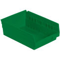 Nestable Shelf Bin, Plastic, 8-3/8&quot;W x 11-5/8&quot; D x 4&quot;H, Green - Pkg Qty 12