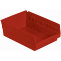 Plastic Shelf Bin Nestable 8-3/8&quot;W x 11-5/8&quot; D x 4&quot;H Red - Pkg Qty 12