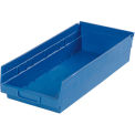 Plastic Shelf Bin Nestable 8-3/8&quot;W x 17-7/8&quot; D x 4&quot;H Blue - Pkg Qty 12