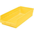 Plastic Shelf Bin Nestable 8-3/8&quot;W x 17-7/8&quot; D x 4&quot;H Yellow - Pkg Qty 12