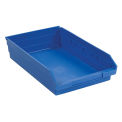 Nestable Shelf Storage Bin, Plastic, 11-1/8&quot;W x 17-7/8&quot; D x 4&quot;H, Blue - Pkg Qty 12
