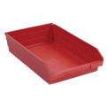 Plastic Shelf Bin Nestable 11-1/8&quot;W x 17-7/8&quot; D x 4&quot;H Red - Pkg Qty 12