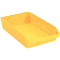 Nestable Shelf Bin, Plastic, 11-1/8&quot;W x 17-7/8&quot; D x 4&quot;H, Yellow - Pkg Qty 12