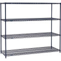 Nexelon Wire Shelving, Blue Epoxy, 72"W X 24"D X 63"H