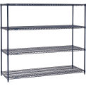 Nexelon Wire Shelving, Blue Epoxy, 72&quot;W X 24&quot;D X 74&quot;H