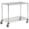 Nexel Adjustable Chrome Wire Shelf Cart, 2 Shelves, 800 Lb. Capacity, 36&quot;L x 18&quot;W x 40&quot;H
