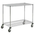 Nexel Adjustable Chrome Wire Shelf Cart, 2 Shelves, 800 Lb. Capacity, 36&quot;L x 24&quot;W x 40&quot;H