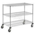 Nexel Adjustable Chrome Wire Shelf Cart, 3 Shelves, 800 Lb. Capacity, 48&quot;L x 18&quot;W x 40&quot;H