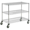 Nexel Adjustable Chrome Wire Shelf Cart, 3 Shelves, 800 Lb. Capacity, 60&quot;L x 18&quot;W x 40&quot;H