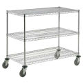 Nexel Adjustable Chrome Wire Shelf Cart, 3 Shelves, 800 Lb. Capacity, 72&quot;L x 24&quot;W x 40&quot;H