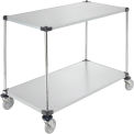 Nexel Adjustable Solid Galvanized Shelf Cart, 2 Shelves, 800 Lb. Cap, 48&quot;L x 18&quot;W x 40&quot;H