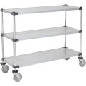 Nexel Adjustable Solid Galvanized Shelf Cart, 3 Shelves, 800 Lb. Cap, 48&quot;L x 18&quot;W x 40&quot;H