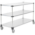 Nexel Adjustable Solid Galvanized Shelf Cart, 3 Shelves, 800 Lb. Cap, 60&quot;L x 24&quot;W x 40&quot;H