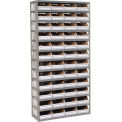 Open Bin Shelving w/13 Shelves & 48 White Bins, 36x12x73