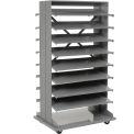 Mobile Double Sided Bin Rack Without Bins, 36x26x65
