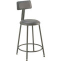 Vinyl Upholstered Steel Shop Stool With Padded Back Rest 24-33&quot;H