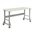 Mobile Fixed Height Workbench, ESD Safety Edge, 60&quot;W x 30&quot;D, Gray