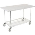 Mobile Workbench with Wire Rack, Plastic Laminate Square Edge, 60"W x 30"D, Chrome
